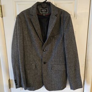 Buckle Black Slim Fit Blazer Jacket Mens L Gray Wool Blend Two Button Sport Coat